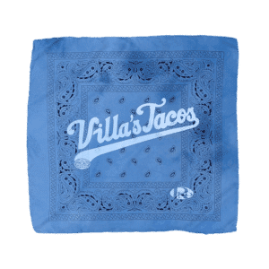 Blue hand-dyed Villa's Tacos bandana