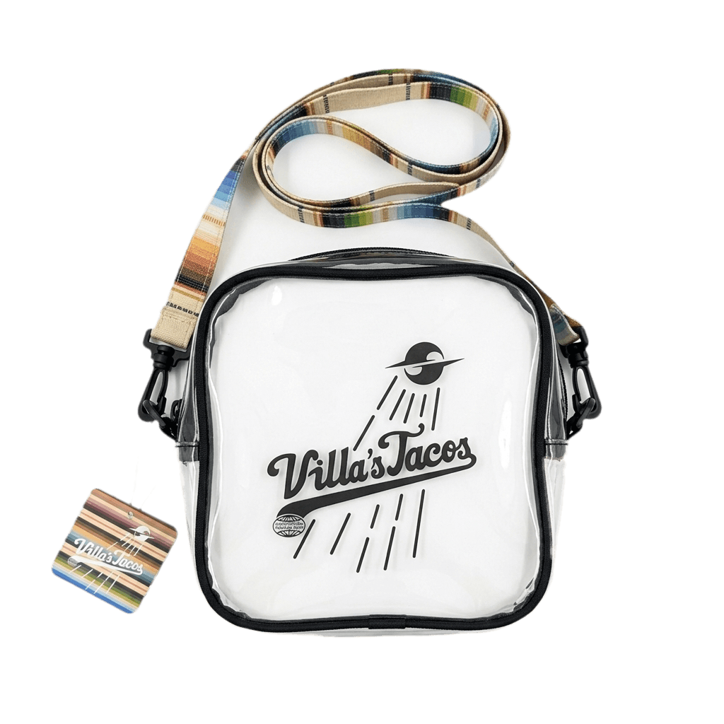 Clear Villa’s Tacos crossbody bag with striped strap