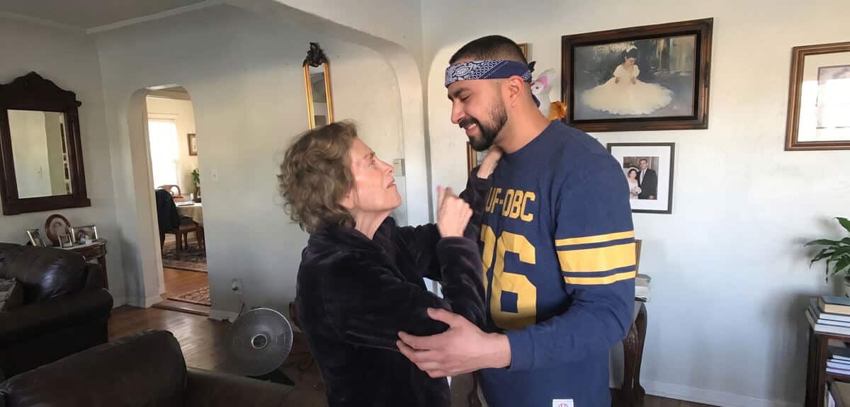 Victor Villa with his grandmother La Chula at her Highland Park home, the origin of Villa's Tacos Los Angeles
